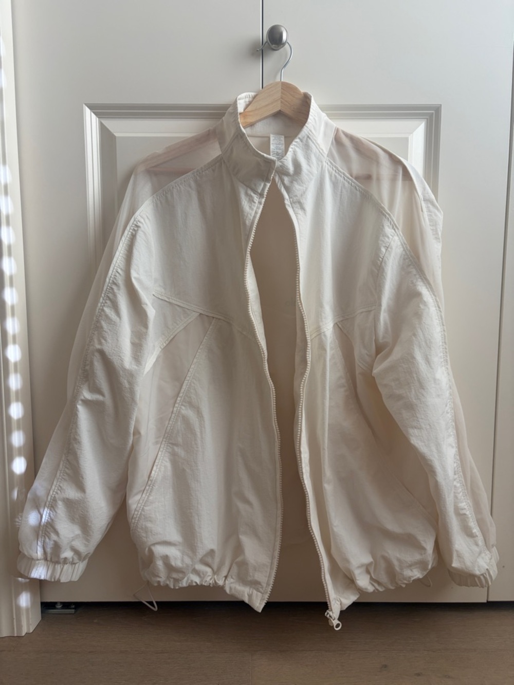 EUC alo origin full zip track jacket ivory size small